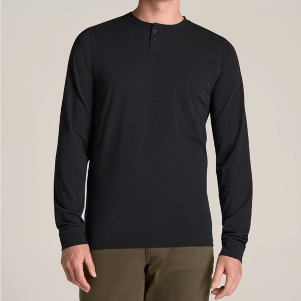 Classic Black Long Sleeve Henley for Men